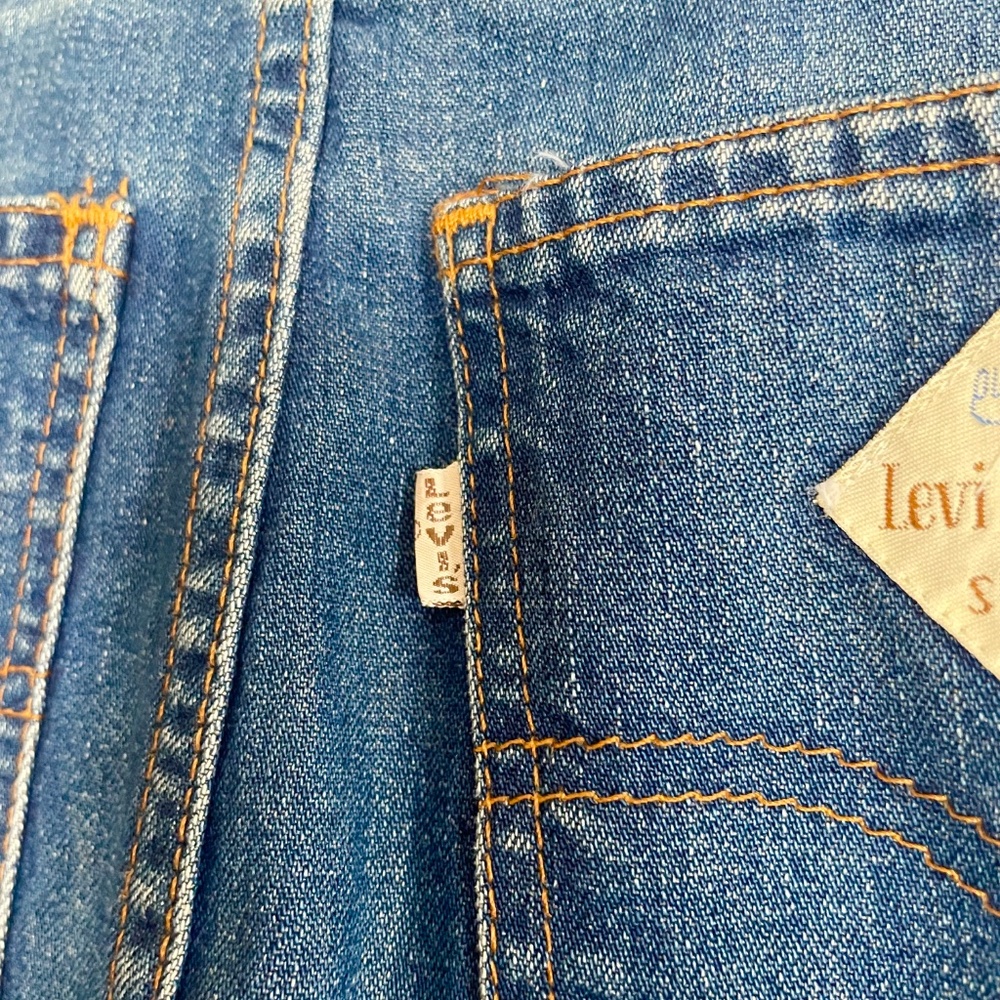 Vintage Levi Denim Midi Skirt High Waist A Line USA Made - Picture 5 of 6